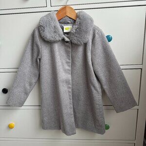 Toddler grey coat with faux fur collar
